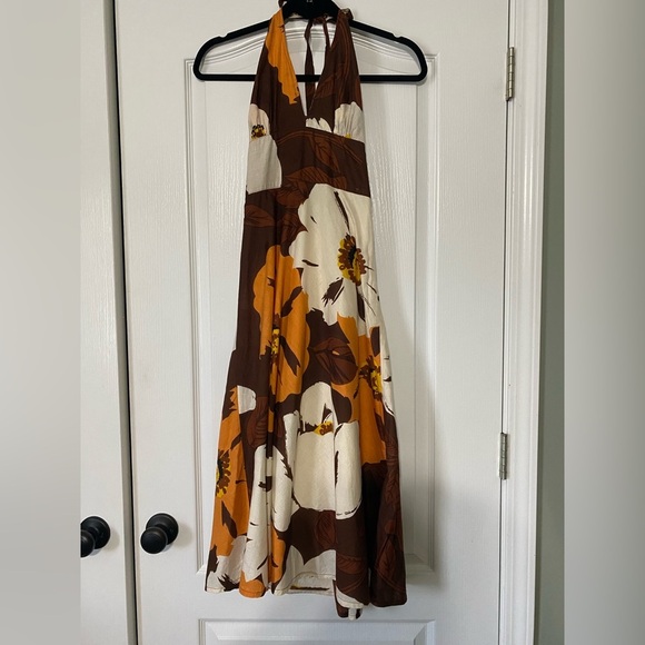 Speed Control Brown and Orange Floral Maxi Dress Size Small - Picture 1 of 2